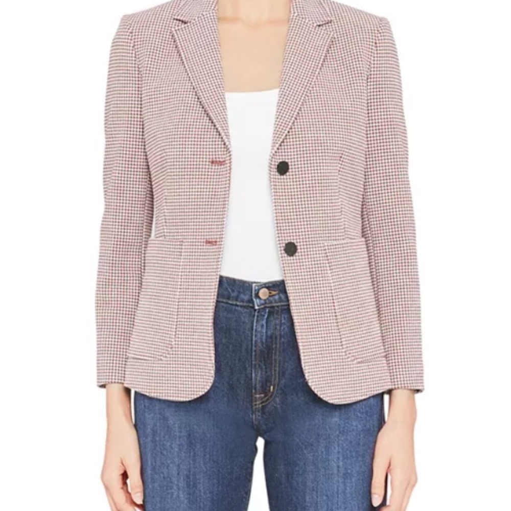Theory Red and White Houndstooth Blazer - Picture 2 of 16